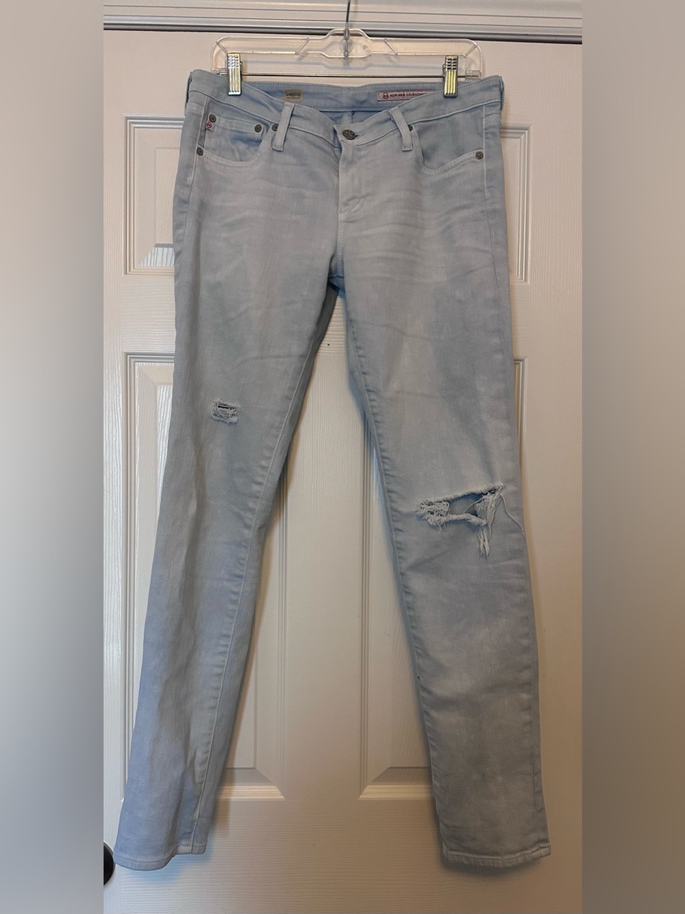 AG Adriano Goldschmied Light Blue Distressed Legging Jeans - Size 31